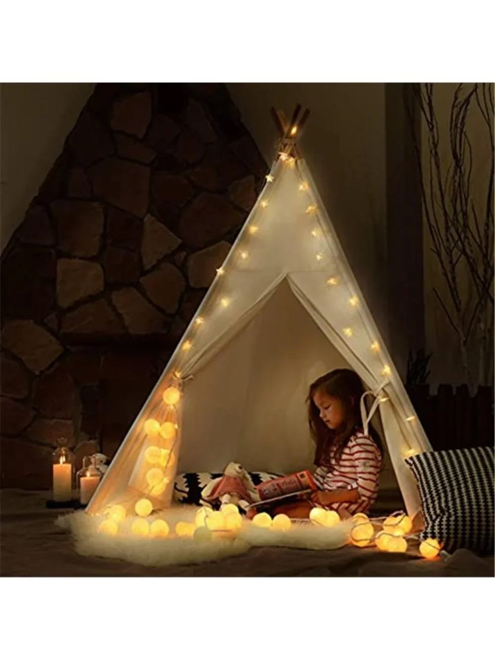 Star String Fairy Lights Warm White 10FT 20 LED Battery Powered Bedroom Decor